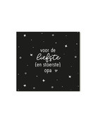 Minikaartje zwart met tekst Voor de liefste en stoerste opa