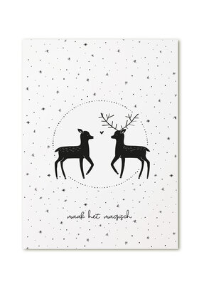 Poster A4  Kerst hertjes 'Maak het magisch'