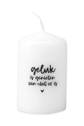 Mini kaars met tekst  Geluk is genieten van wat er is