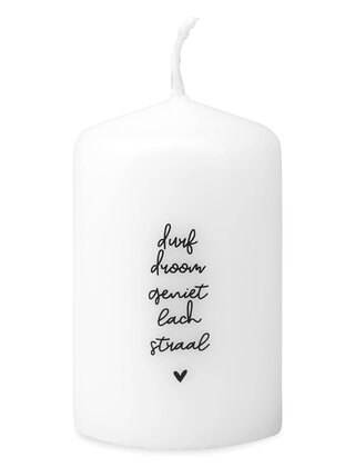 Mini kaars met tekst  Durf, droom, geniet, lach straal