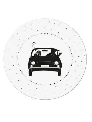 Muurcirkel (binnen) wit piet in de auto - 20cm