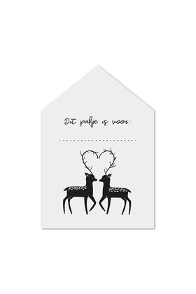Kerst cadeaukaartje huisje hertjes Dit pakje is voor ...