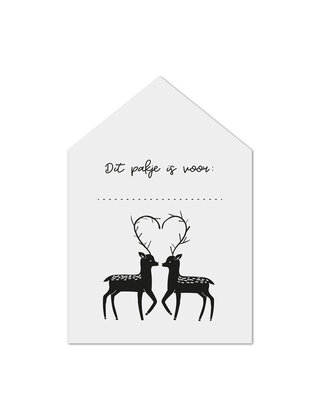Kerst cadeaukaartje huisje hertjes Dit pakje is voor ...