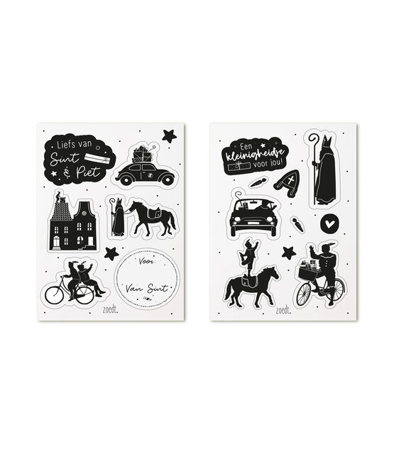 2 velletjes met Sinterklaas cadeautstickers