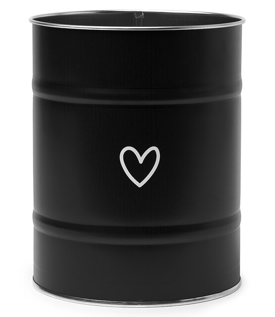 Keukenblik zwart met hartje - LICHT BESCHADIGD