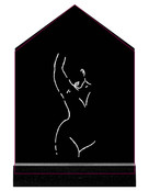 Huisje zwart met witte lijntekening vrouw - 11cm