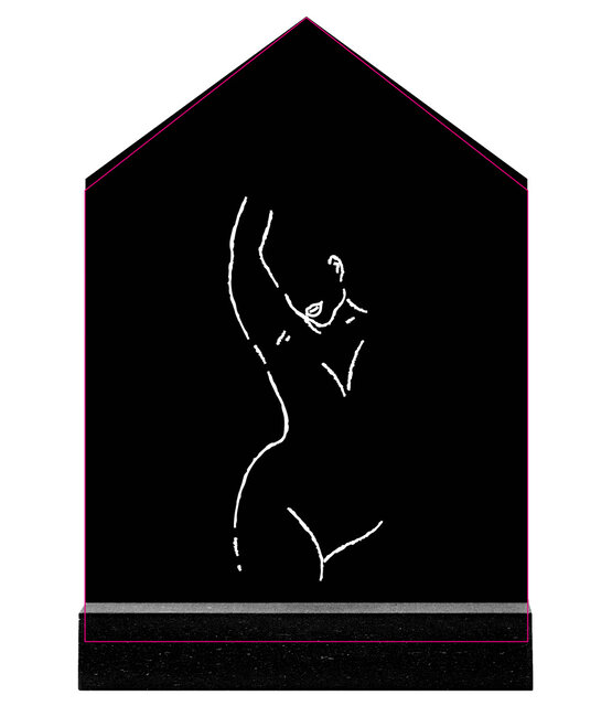 Huisje zwart met witte lijntekening vrouw - 11cm