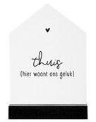 Huisje wit met zwarte tekst 'Thuis hier woont ons geluk' - 11cm Huisje wit met zwarte tekst 'Thuis hier woont ons geluk' - 11cm