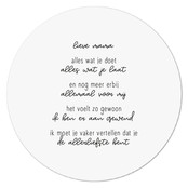 Muurcirkel wit met gedicht 'Lieve mama...'