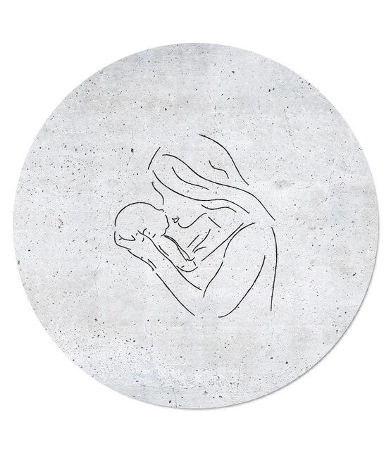 Muurcirkelbetonlook moeder met kind