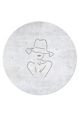 Zoedt Muurcirkel betonlook met lijntekening vrouw met hoed