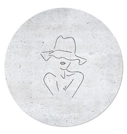 Zoedt Muurcirkel (binnen) betonlook vrouw met hoed - 3 formaten