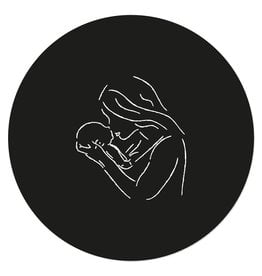 Zoedt Muurcirkel (binnen) zwart met lijntekening vrouw met kind - 3 formaten