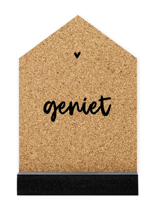 Huisje kurk met tekst Geniet - 2 formaten