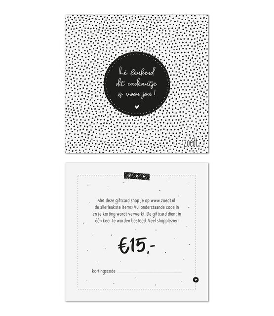 Cadeaubon of cadeaukaart twv €15 Cadeaubon of cadeaukaart twv €15