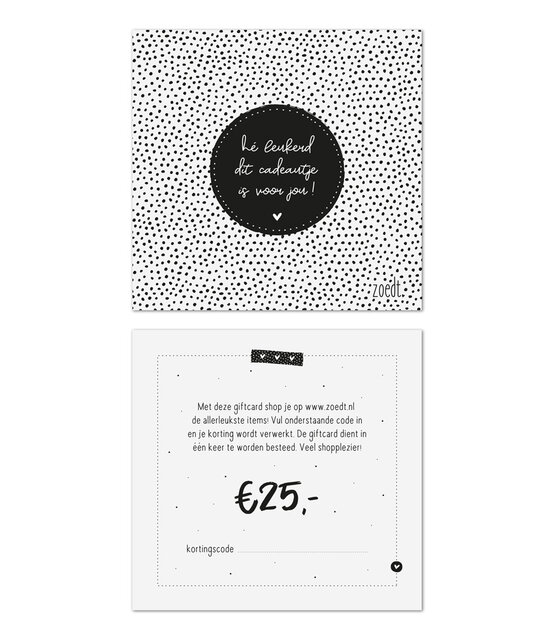 Cadeaubon of cadeaukaart twv €25 Cadeaubon of cadeaukaart twv €25