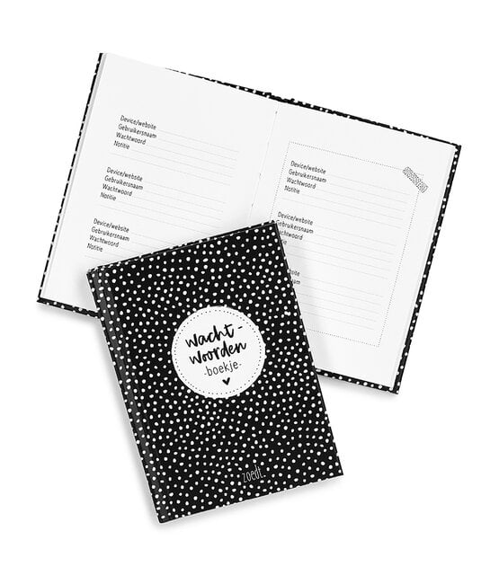 Wachtwoorden boekje zwart wit dots | A6 formaat
