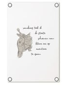 Tuinposter  lijntekening scooter met tekst 'Klaar om op avontuur te gaan'