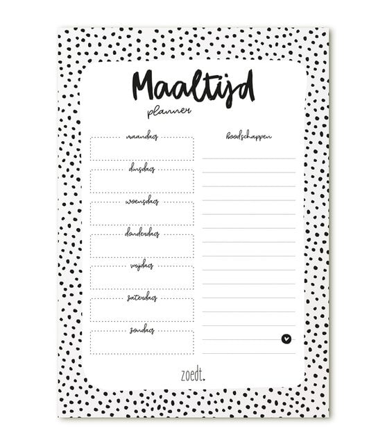 Notitieblok maaltijdplanner A5 -  dots patroon Notitieblok maaltijdplanner A5 -  dots patroon