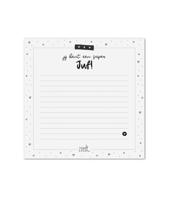 Notitieblok met tekst 'Jij bent een super juf' | 145x145mm Notitieblok met tekst 'Jij bent een super juf' | 145x145mm