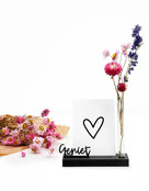 Moederdag cadeau - Kaarthouder met vaasje en tekst Geniet