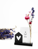 Moederdag cadeau -Kaarthouder met vaasje en houten kaartje