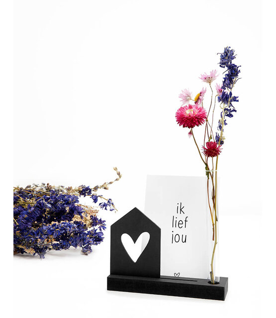 Moederdag cadeau -Kaarthouder met vaasje en houten kaartje