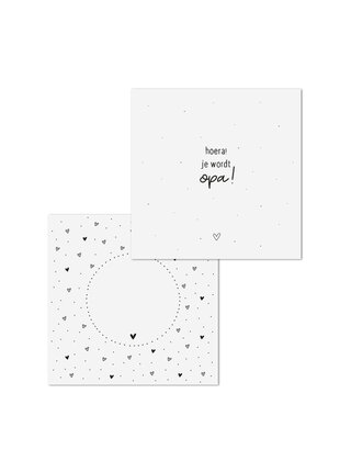 Wenskaart met tekst 'Hoera je wordt opa! - met bedrukte envelop