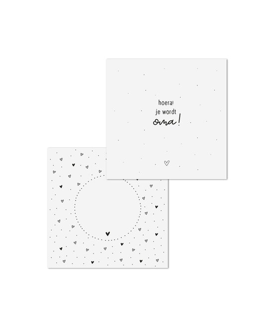Wenskaart met tekst 'Hoera je wordt oma! - met bedrukte envelop