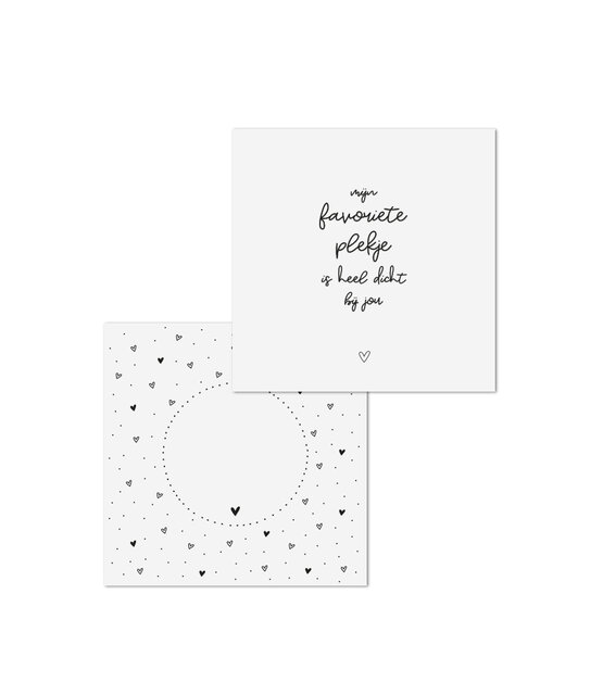 Wenskaart met tekst 'Mijn favoriete plekje is heel dicht bij jou' - met bedrukte envelop