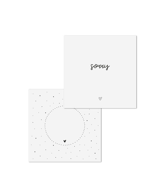 Wenskaart met tekst 'Sorry'  met bedrukte envelop
