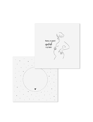 Wenskaart met tekst 'Hoera, er groeit geluk in je buik!' - met bedrukte envelop