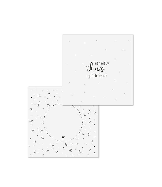 Wenskaart met tekst 'Een nieuw thuis gefeliciteerd' met bedrukte envelop Wenskaart met tekst 'Een nieuw thuis gefeliciteerd' met bedrukte envelop