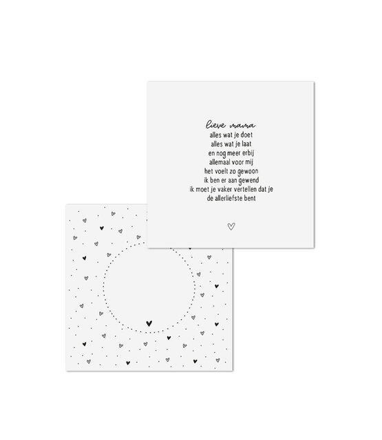 Wenskaart met gedicht 'Lieve mama' - met bedrukte envelop