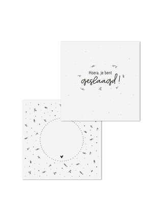 Wenskaart met tekst 'Hoera je bent geslaagd!' - met bedrukte envelop