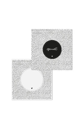 Wenskaart met tekst 'Geniet' en dots patroon- met bedrukte envelop