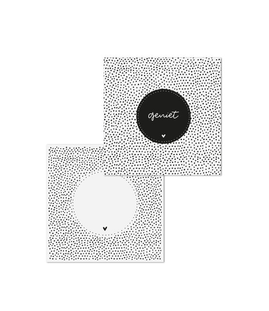 Wenskaart met tekst 'Geniet' en dots patroon - met bedrukte envelop