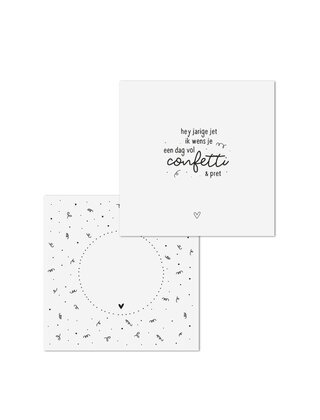 Wenskaart met tekst 'Hey jarige jet...' - met bedrukte envelop