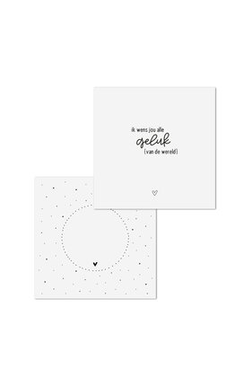 Wenskaart met tekst 'Ik wens jou alle geluk' - met bedrukte envelop
