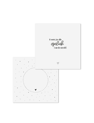 Wenskaart met tekst 'Ik wens jou alle geluk' - met bedrukte envelop