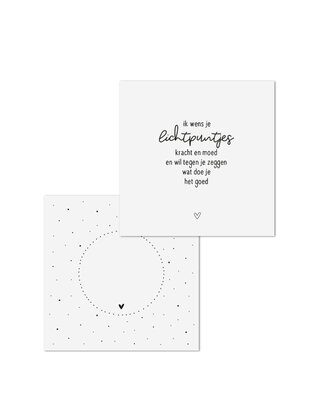 Wenskaart met tekst 'Ik wens je lichtpuntjes...' - met bedrukte envelop