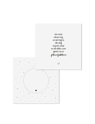 Wenskaart met tekst 'Geniet van je pensioen...' - met bedrukte envelop