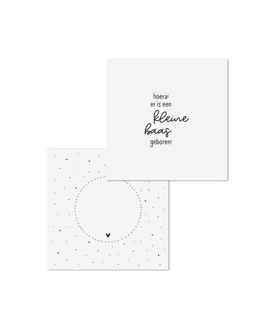 Wenskaart met tekst 'Hoera kleine baas geboren' - met bedrukte envelop
