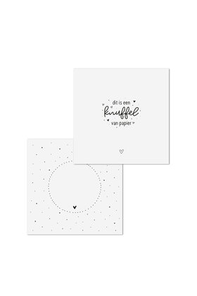 Wenskaart met tekst 'Dit is een knuffel van papier' - met bedrukte envelop