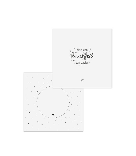 Wenskaart met tekst 'Dit is een knuffel van papier' - met bedrukte envelop