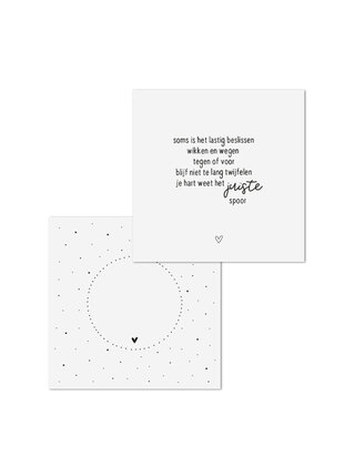 Wenskaart met gedicht 'Je hart weet het juiste spoor...' - met bedrukte envelop