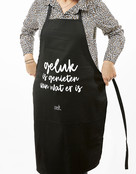 Keukenschort met tekst 'Geluk is genieten van wat er is'