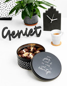 Koektrommel zwart wit met tekst 'Van jou wil ik er nog wel eentje'