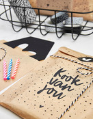 Cadeauzakjes set van 5 met dotsen tekst Kook van jou 15x22 cm