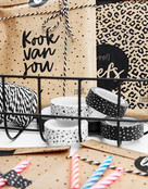 Cadeauzakjes set van 5 met dotsen tekst Kook van jou 15x22 cm